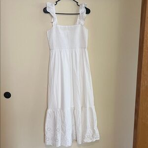 AnyBody White Ruffle Strap Kids Dress
